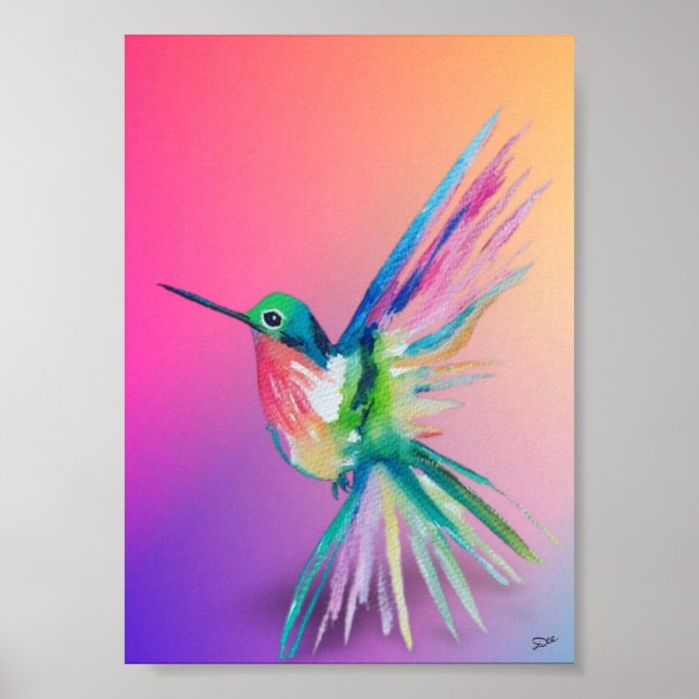 Poster en toile de qualité Rainbow Hummingbird Pre (Devant)