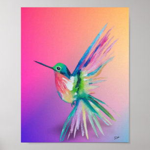Poster en toile Rainbow Hummingbird Premium (8x10)