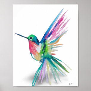 Poster en toile Rainbow Hummingbird Premium (8x10)