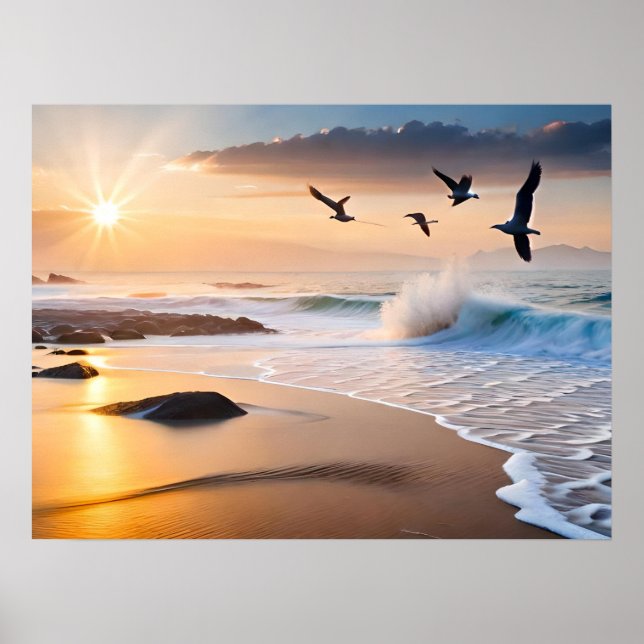 Poster encadré Art Beach Sunset (Devant)