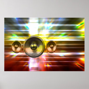 Poster Enceintes musicales et lumières de fête