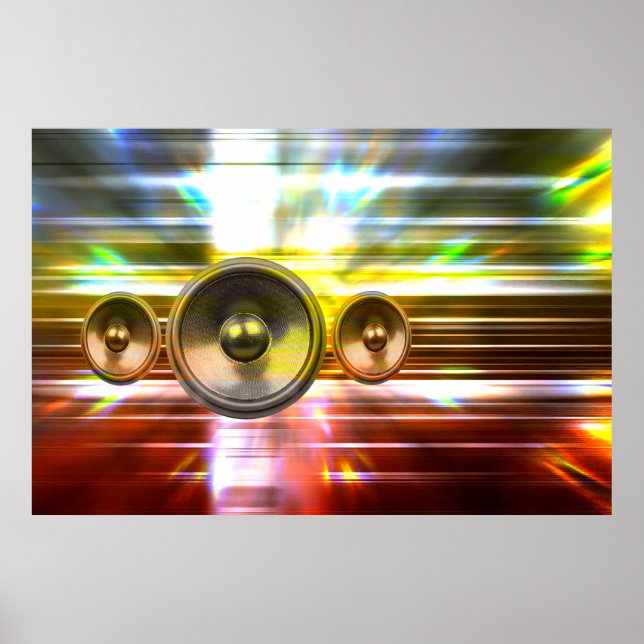 Poster Enceintes musicales et lumières de fête (Devant)