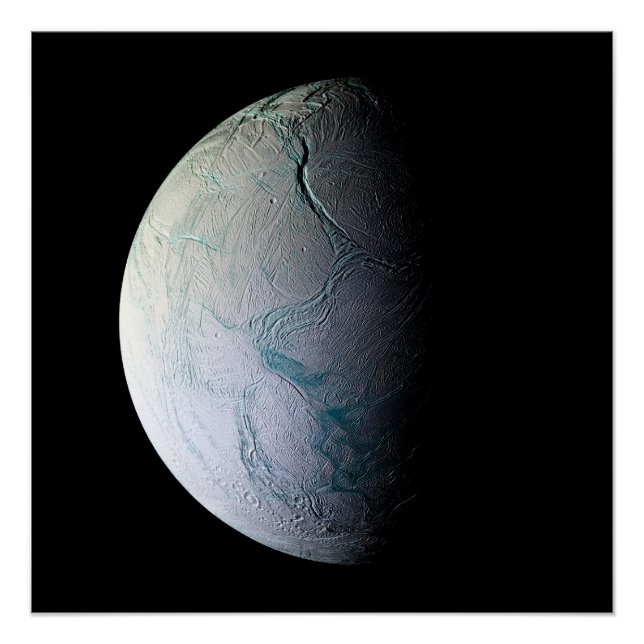 Poster Encelade lune Saturne astronomie univers télescope (Devant)