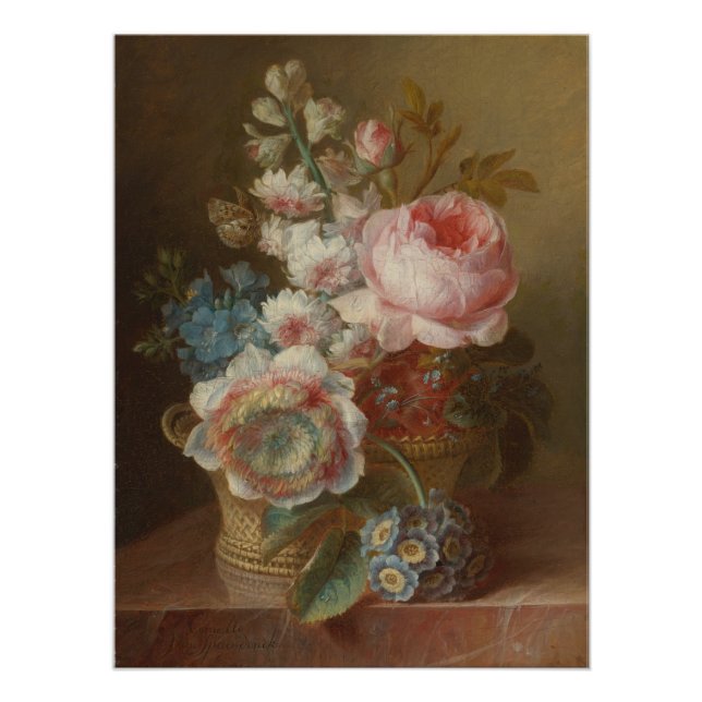 Poster Encore la vie avec les fleurs - Cornelis van Spaen (Devant)