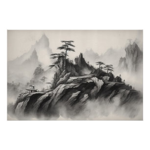 Poster Encre sur papier Paysage