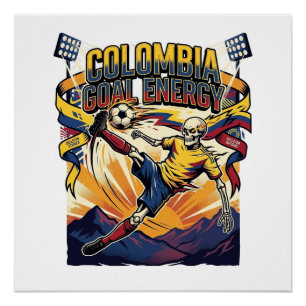 Poster Énergie de but Colombie Skeleton Striker Nations C