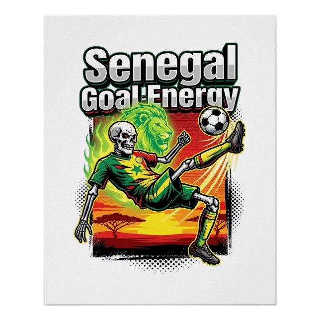 Poster Énergie de but Sénégal Squelette Attaquant Nations (Devant)