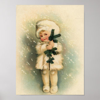 Poster Enfant avec une carte d'orage de neige