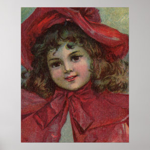 Poster Enfant de Noël vintage avec une robe victorienne r