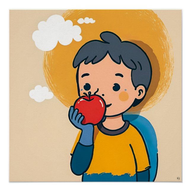 Poster Enfant Et Pomme (Devant)