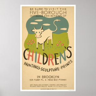 Poster Enfants Art Brooklyn 1938 WPA