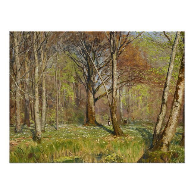 Poster Enfants dans la forêt printanière H.A. Brendekilde (Devant)