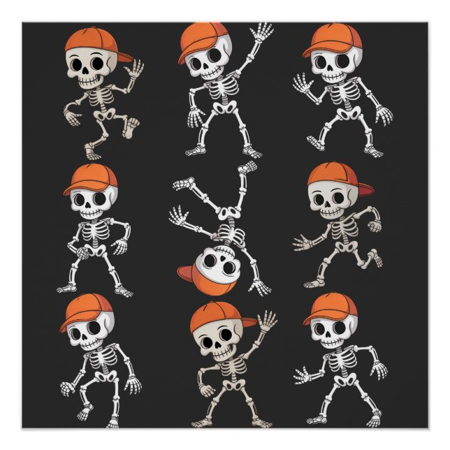 Poster Enfants Danse Squelette Halloween (Devant)