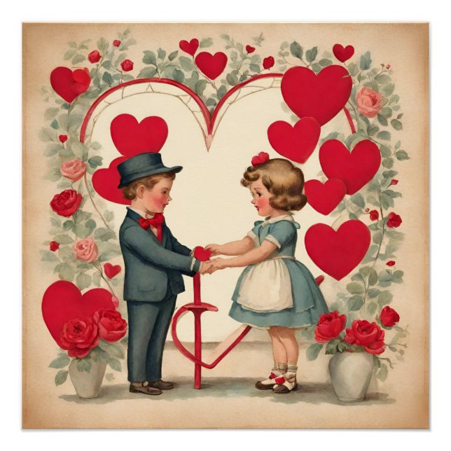 Poster Enfants de la Saint-Valentin vintage (Devant)