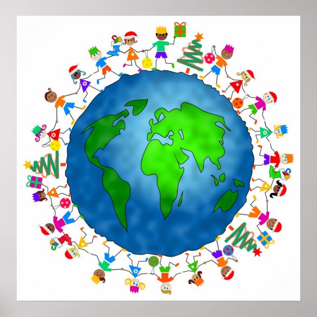 Poster Enfants de Noël dans le monde (Devant)