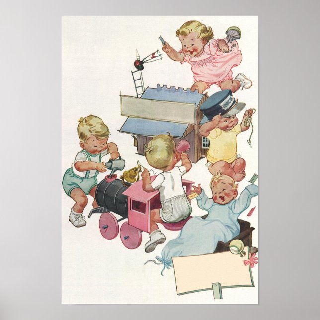 Poster Enfants d'époque ayant du plaisir à jouer avec des (Devant)