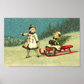 Poster Enfants en hiver