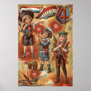 Poster Enfants Feu d'artifice Feu de piratage Explosion