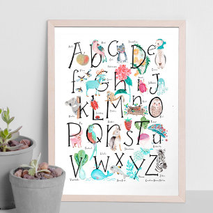 Poster Enfants mignons ABC Alphabet   Art mur pour enfant