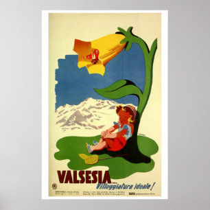 Poster Enfants mignons vintages attirant voyage italien a