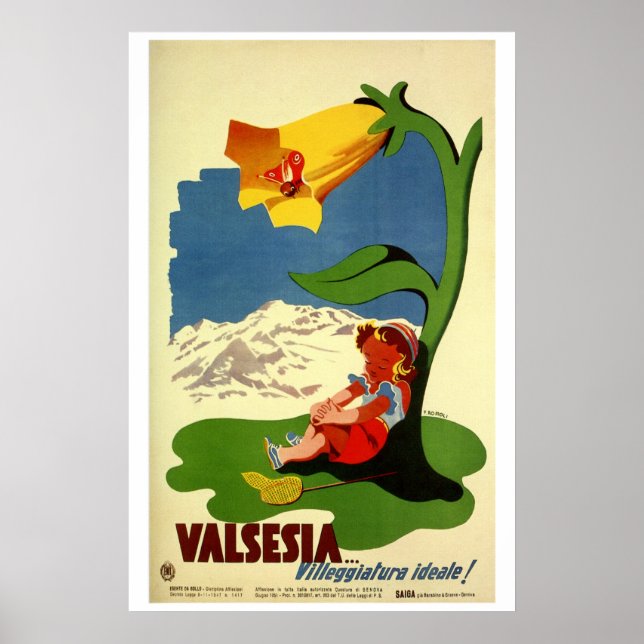 Poster Enfants mignons vintages attirant voyage italien a (Devant)