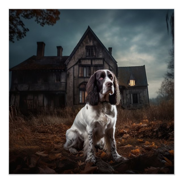 Poster English Springer Spaniel Halloween Épouvantable (Devant)