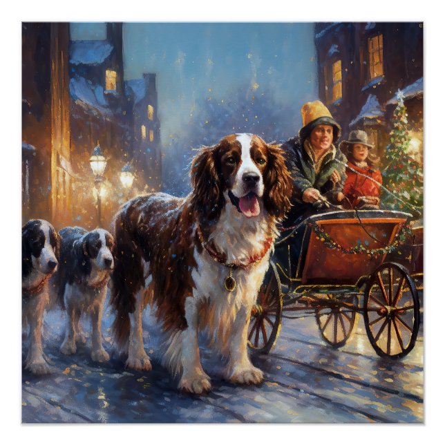 Poster English Springer Spaniel Saison des Fêtes de Noël (Devant)