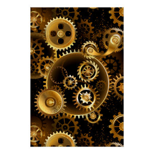 Poster Engrenages en laiton Steampunk sans soudure