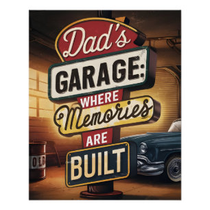 Poster Enseigne Automobile Rétro Vintage du Garage de Pap
