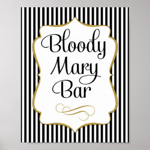 Poster Enseigne de bar Bloody Mary noir or