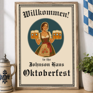 Poster Enseigne de bienvenue personnalisée Oktoberfest Pa