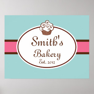 Poster Enseigne de boulangerie de cupcake personnalisée A