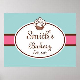 Poster Enseigne de boulangerie de cupcake personnalisée A