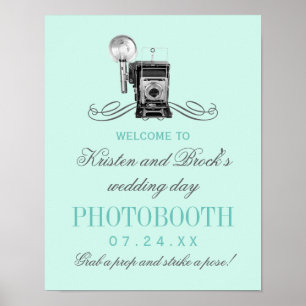 Poster Enseigne de Photobooth de Mariage Aqua Appareil Ph