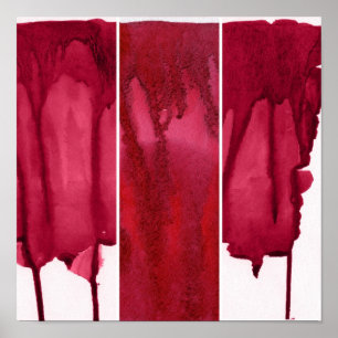 Poster Ensemble d'abrégé sur rouge aquarelle peint à la