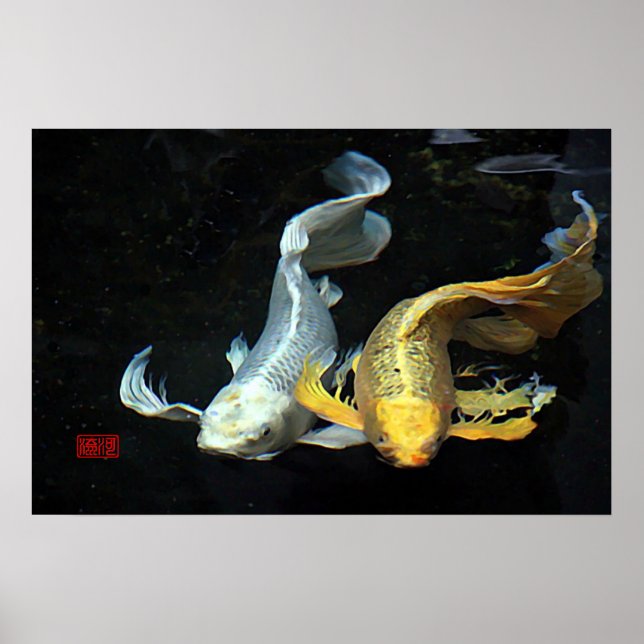Poster Ensemble dans Love/Gold & Silver Poisson Koi (Devant)