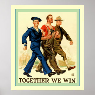 Poster Ensemble nous gagnons ~ Vintage Guerre mondiale 1