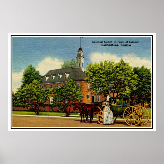 Poster Entraîneur colonial devant le capitole Williamsbur (Devant)
