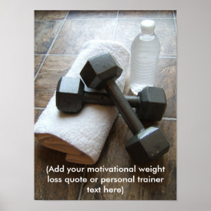 Poster Entraîneur personnel ou Fitness Dumbells Serviette