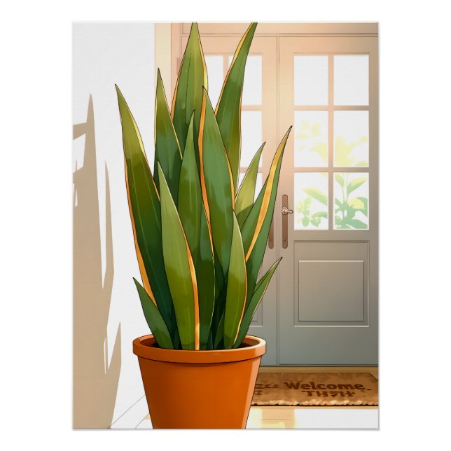 Poster Entryway Potted Snake Plant-Positive Intentions (Devant)