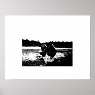 Poster épave de bateau en Bretagne