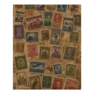 Poster Éphémère Philatélique de Timbre Postal Ancien