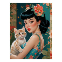 Épingle asiatique et chaton mignon
