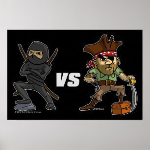 Poster épique du guerrier Ninja contre pirate