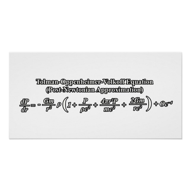 Poster Équation Tolman-Oppenheimer-Volkoff (Devant)