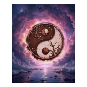 Poster Équilibre au clair de lune – Yin Yang de la lumièr