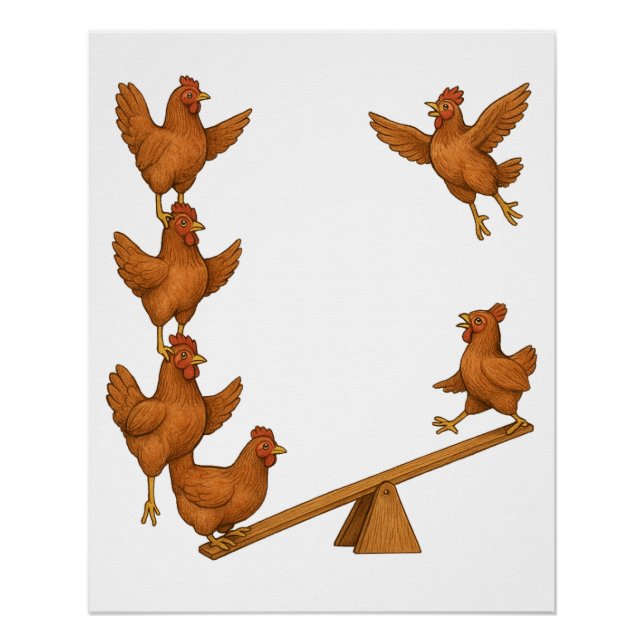 Poster Équipe d'acrobates des poulets gazouillants (Devant)