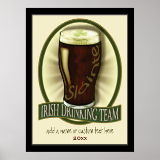 Poster Équipe de boisson irlandaise personnalisée