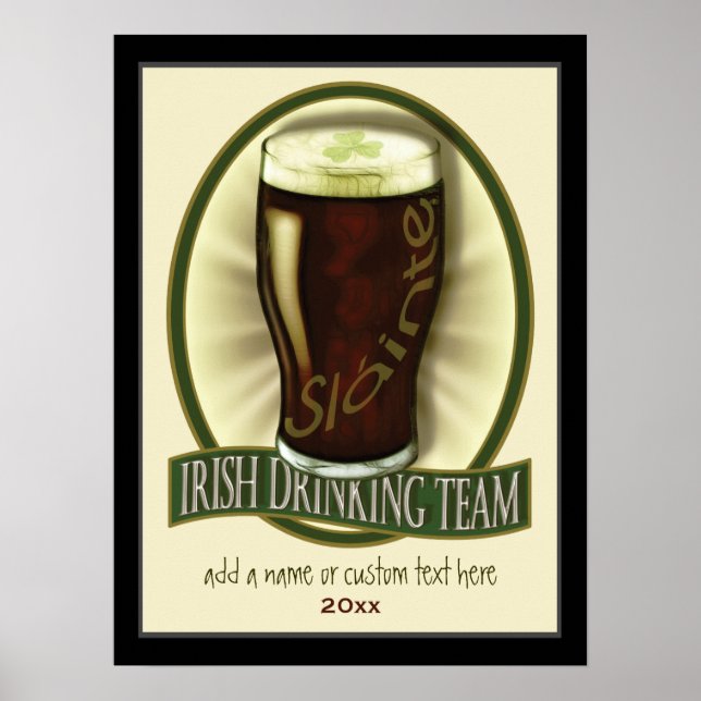 Poster Équipe de boisson irlandaise personnalisée (Devant)