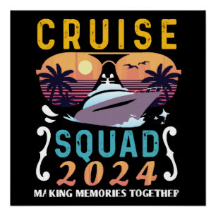 Poster Équipe de croisière 2024 Groupe de vacances famili